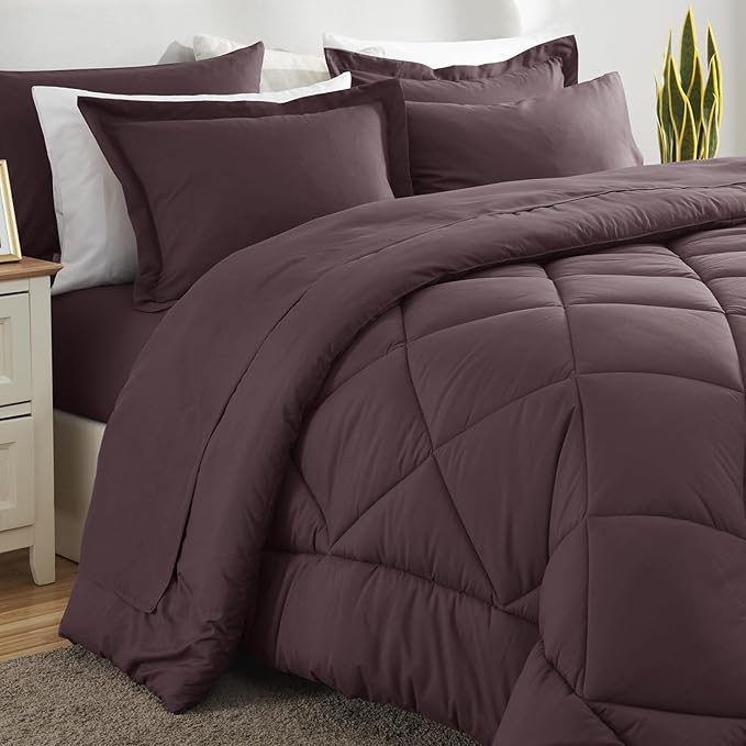 CozyLux Queen Comforter Set Cocoa Powder - Image 8