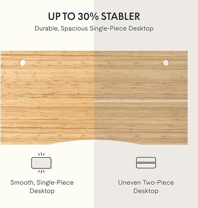 FLEXISPOT EN2 Whole-Piece Bamboo Standing Desk with Clamp Power Strip, 48 x 24'' Electric Stand Up Height Adjustable Desk with Cable Management (Black Frame + 48" Bamboo Top, 2 Packages)