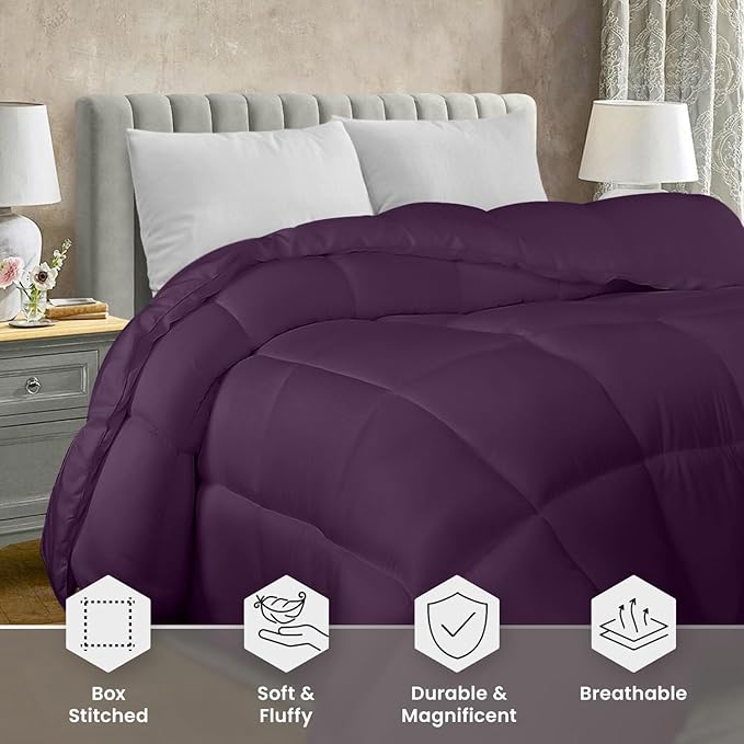 Utopia Bedding Twin Comforter Duvet Insert, Quilted Plum Comforter - Image 2