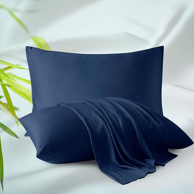 Bamboo Viscose Zippered Pillow Cases Queen Size Set of 2, 400 Thread Count by ZaizaiHome