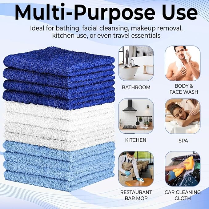 QUBA LINEN 100% Cotton Washcloth Set – Soft, Absorbent Face Towels - Image 7