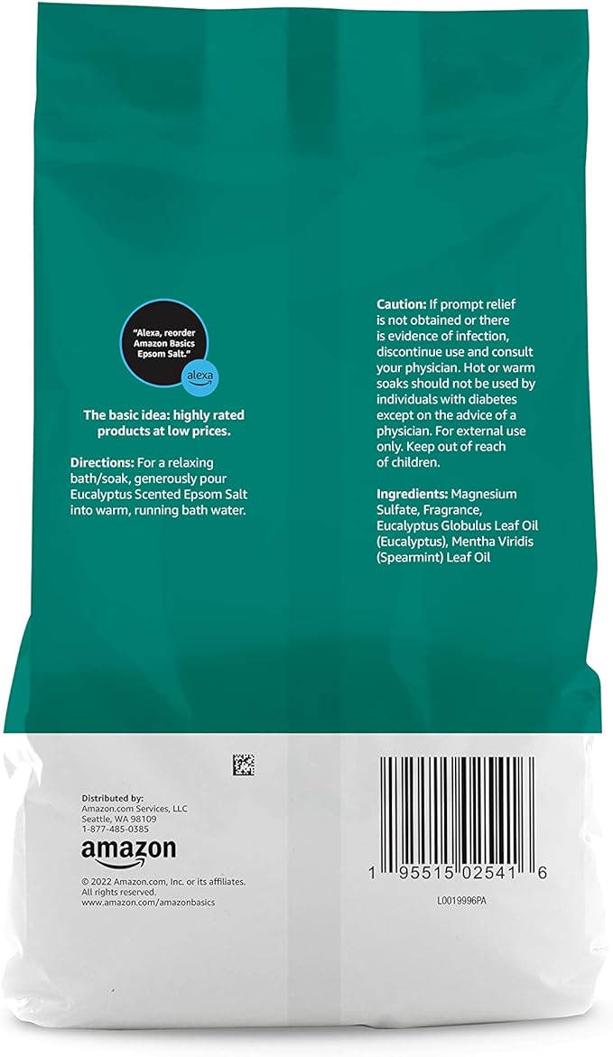 Amazon Basics Epsom Salt Soaking Aid, Eucalyptus Scented, 3 Pound - Image 3