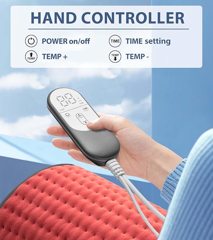 VALGELUIK Heating Pad for Back, Neck & Shoulder Pain Relief – 12"x24" Electric - Image 4