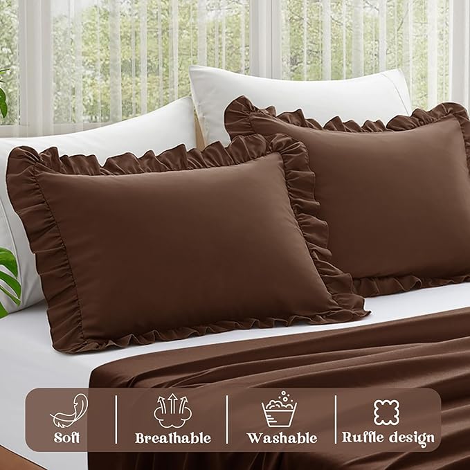 KKJIAF Ruffle Pillow Cases King Size Set of 2, Ruffled Pillow Covers - Image 4