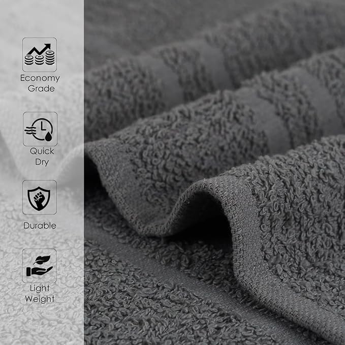 Salon Towels – 50 Pack Grey Hand Towels 100% Cotton Spa Towels – 16x27 inches - Image 2