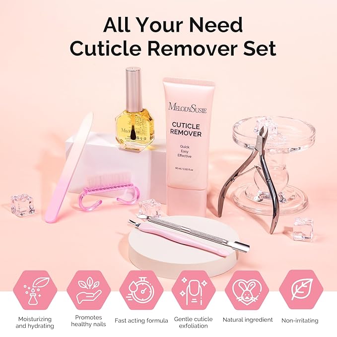 MelodySusie Cuticle Remover Kit, 60g Cuticle Remover Cream 15ML Cuticle Oil - Image 2