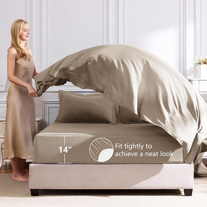 CozyLux King Size Comforter Set Khaki - Image 5