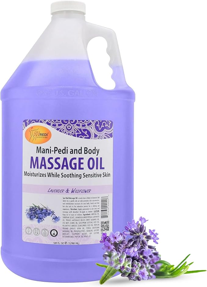 SPA REDI - Massage Oil, Lavender Wildflower, 128 Oz Professional Pedicure by SPAREDI