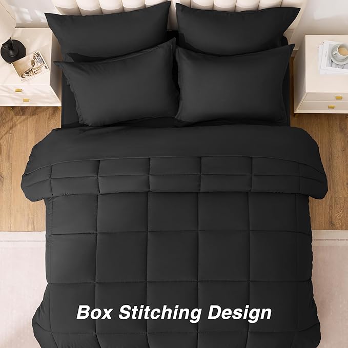 Love's cabin Full Comforter Set Ash Black, 7 Pieces Full Bed in a Bag, All - Image 4