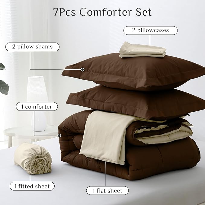 JOLLYVOGUE King Comforter Set, Ultra-Soft Bed in a Bag King Size 7 Pieces - Image 5
