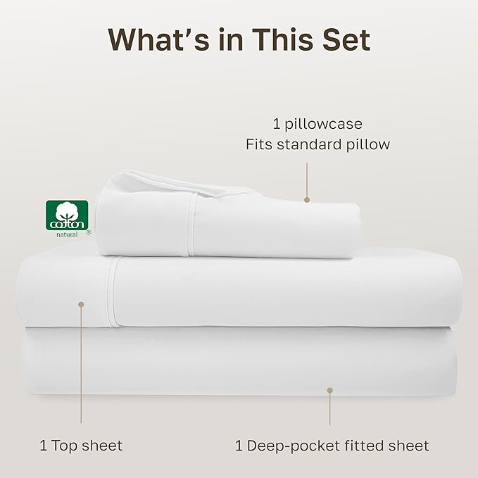 California Design Den Soft 100% Cotton Twin Size Bed Sheets Set, 400 Thread - Image 4