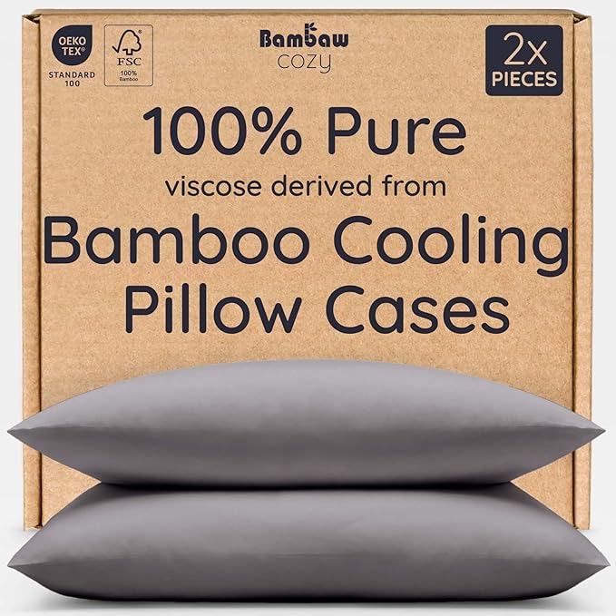 Bambaw 100% Viscose Derived from Bamboo Pillowcases King Size – Set of 2 by Bambaw