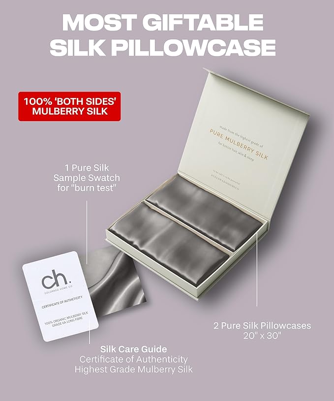 SUNDAYSILKS™ Silk Pillow Cases 2 PACK | 22 Momme Mulberry Silk Pillowcase Set - Image 6