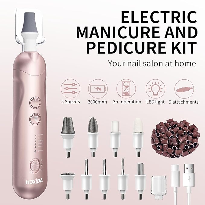 Cordless Electric Nail File Set, Rechargeable Pedicure Tools - Image 2