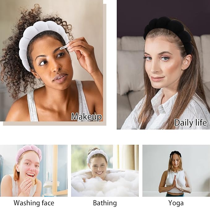 WHAVEL 3 Pack Spa Headband Skincare Headbands, Makeup Headband Sponge Terry - Image 3