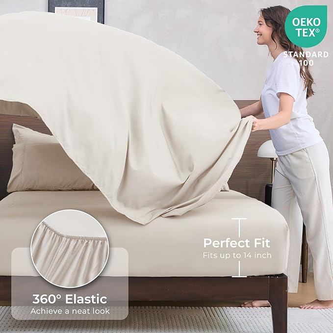 HEVUMYI Beige Tan Twin Comforter Set - Image 5