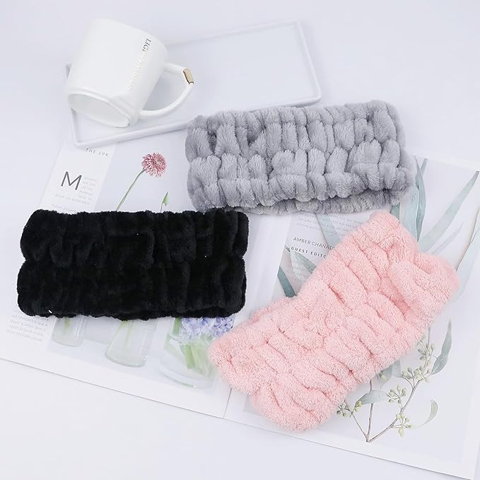 LAPOHI 3 Pack Microfiber Modern Face Washing Headbands - Image 7
