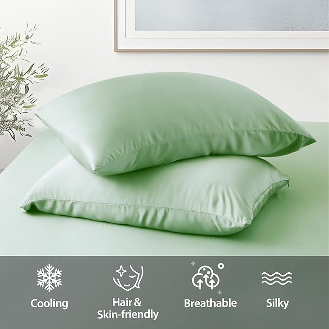 2 Pack Cooling Pillow Cases, Viscose Derived from Bamboo Pillow Protectors - Image 3