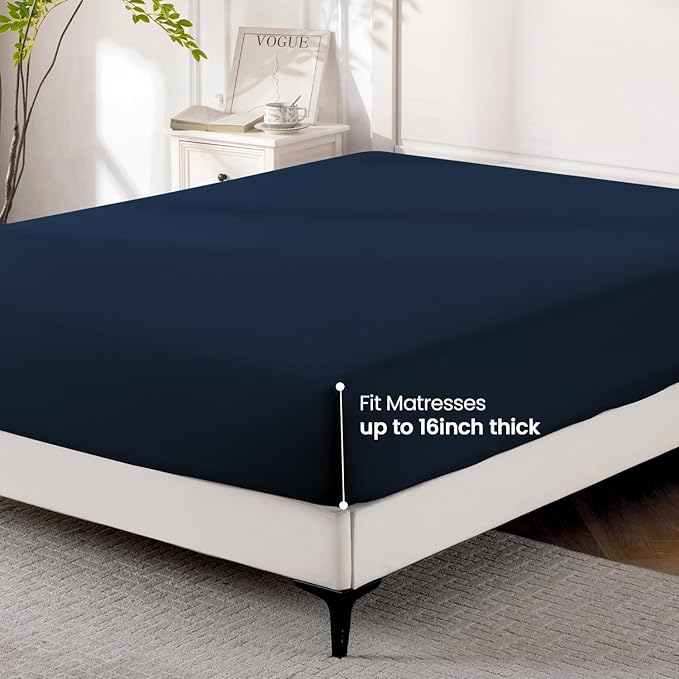 ROSE&RISY Dark Grey Queen Fitted Sheet, Soft and Breathable - Image 3
