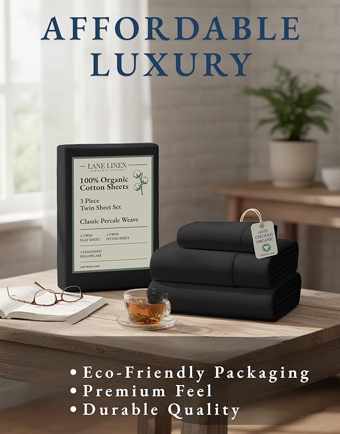 LANE LINEN 100% Organic Cotton Twin Bed Sheet Set, Soft & Breathable Twin Sheet - Image 8