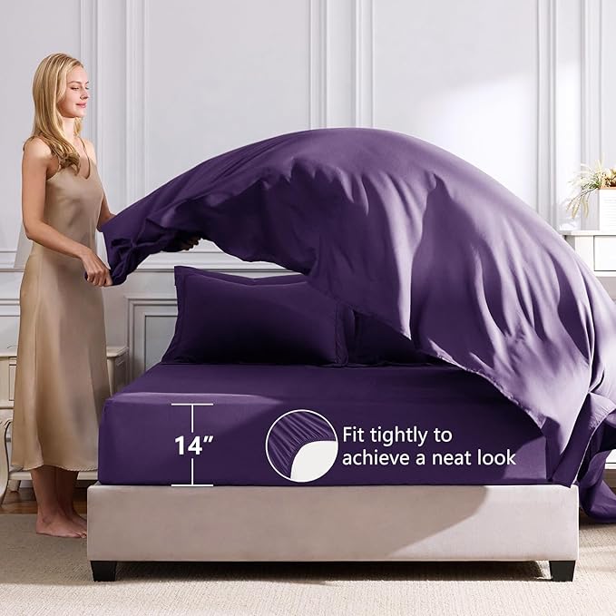 CozyLux Queen Comforter Set Purple - Image 5