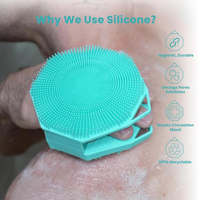 iTokGoK® Premium Silver-Infused 2-in-1 Silicone Body Scrubber, Double-Sided - Image 3