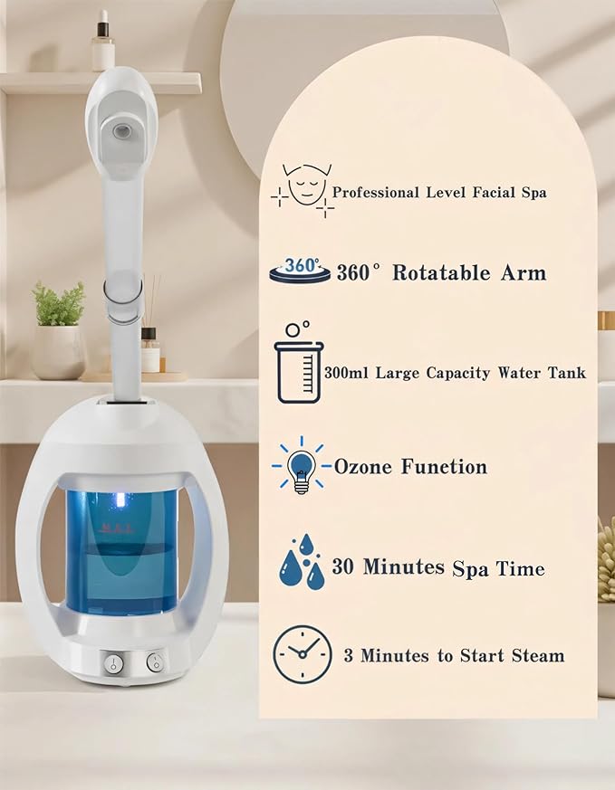 Facial Steamer, Face Steamer for Esthetician and Nano Ionic Portable Ozone Hair - Image 4