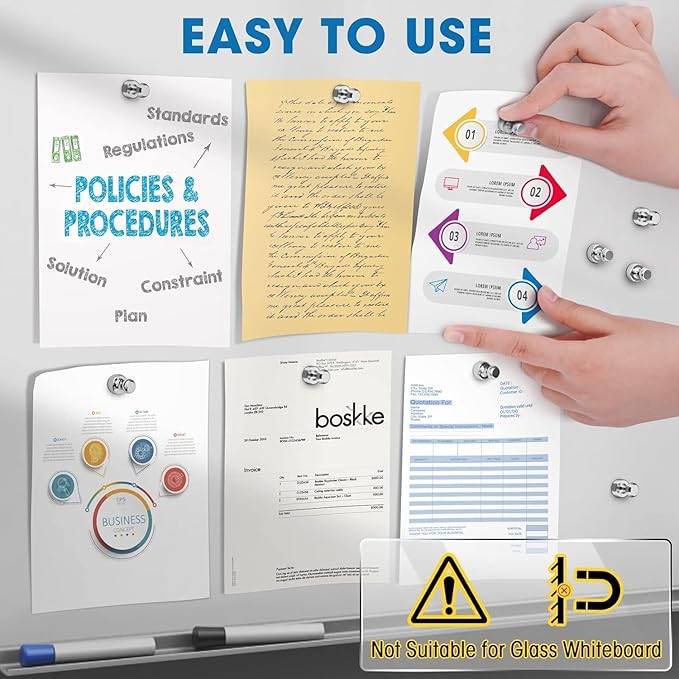 Grtard 100 Pack Magnetic Push Pins, Fridge Magnets for Whiteboard, Whiteboard Magnets Refrigerator Magnets, Small and Strong Push Pin Magnet for Office, School, Locker, and Map Magnet (Silver)