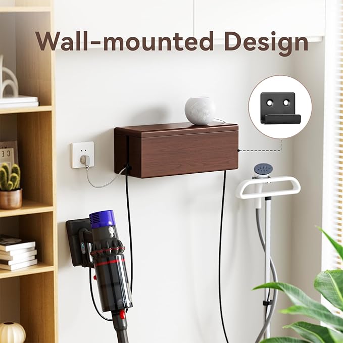 HomeBliss Large Cable Management Box-Stylish Wire Organizer, Wire Concealer and Wire Management Box-Wire Management Box with Protective Sleeve (Brown)