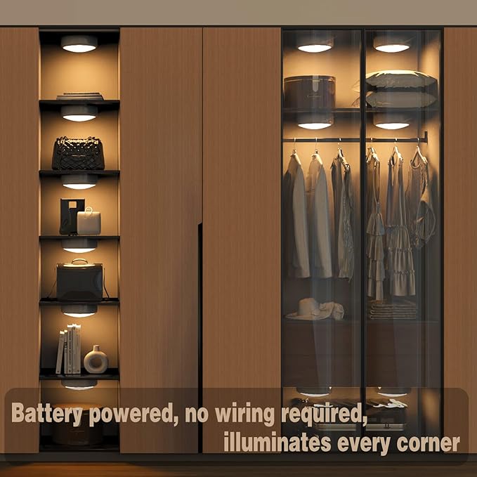 ILYXY Puck Lights with Remote, 6 Pack LED Under Cabinet Lighting Dimmable Push - Image 4