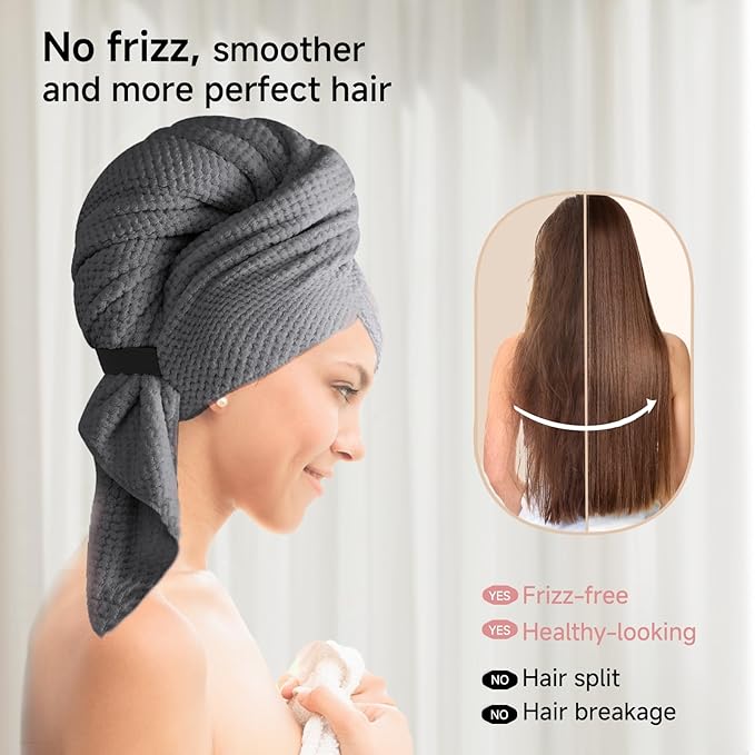 Microfiber Hair Towel Wrap for Women, Quick-Dry Turban, Ultra Absorbent & - Image 5