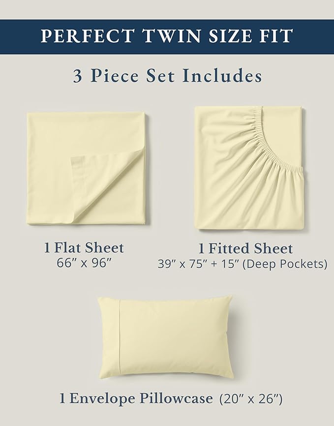 LANE LINEN 100% Organic Cotton Twin Bed Sheet Set, Comfy & Breathable Hotel - Image 4