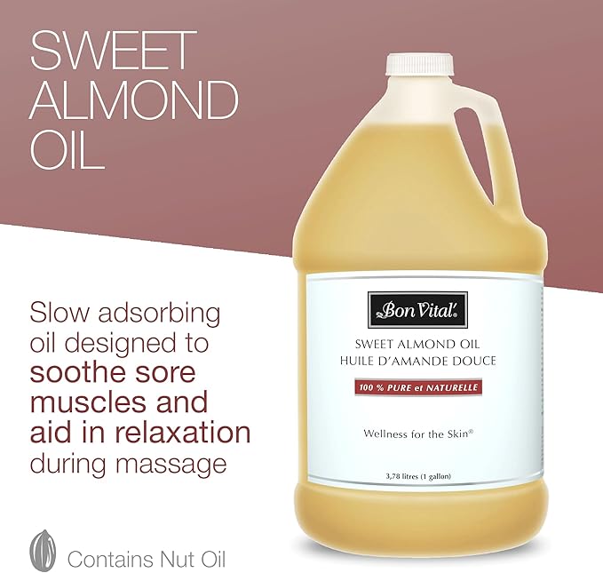 Bon Vital' Sweet Almond Oil Skin & Hair Moisturizer & Gentle Massage Oil - Image 3