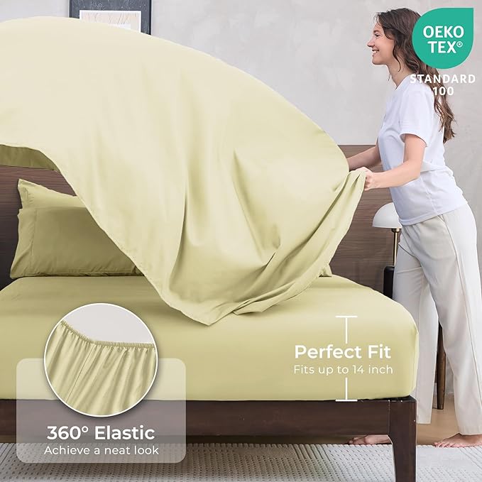 HEVUMYI Cream Yellow Cali-King Comforter Set - Image 5