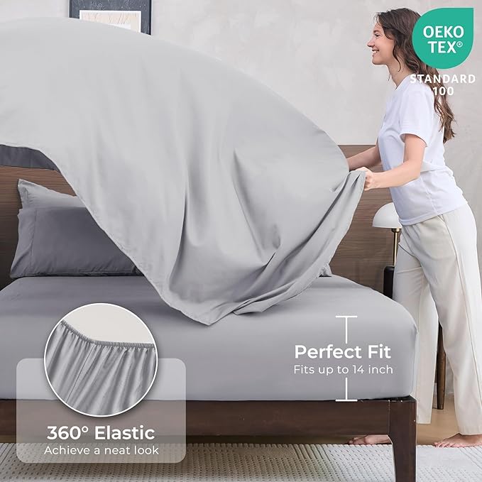 HEVUMYI Oversized Queen Comforter Set Light Grey - Image 5