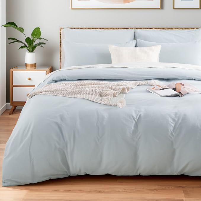 NEXHOME PRO Duvet Cover Set King Size Linen Look Textured Organic Natural 100% by NEXHOMEPRO