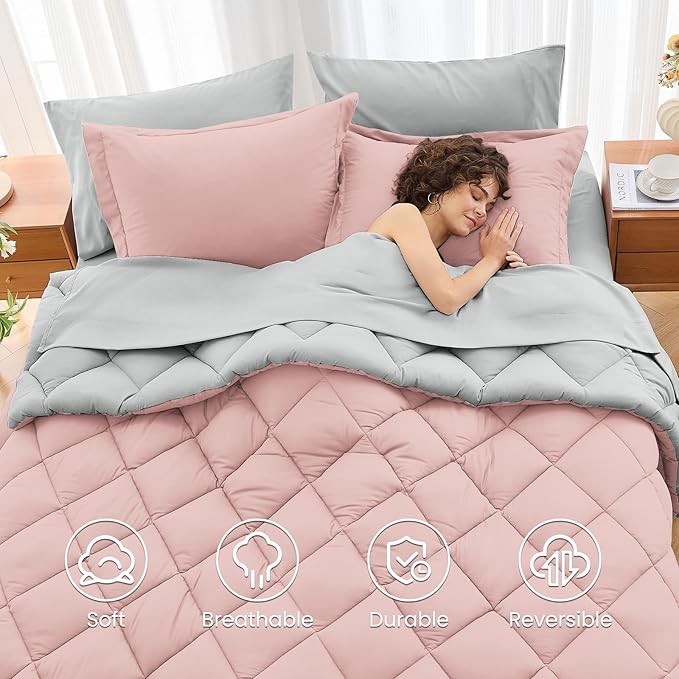 MUXHOMO 5 Pieces Twin XL Comforter Set, Reversible Bed in a Bag Twin XL Size - Image 6