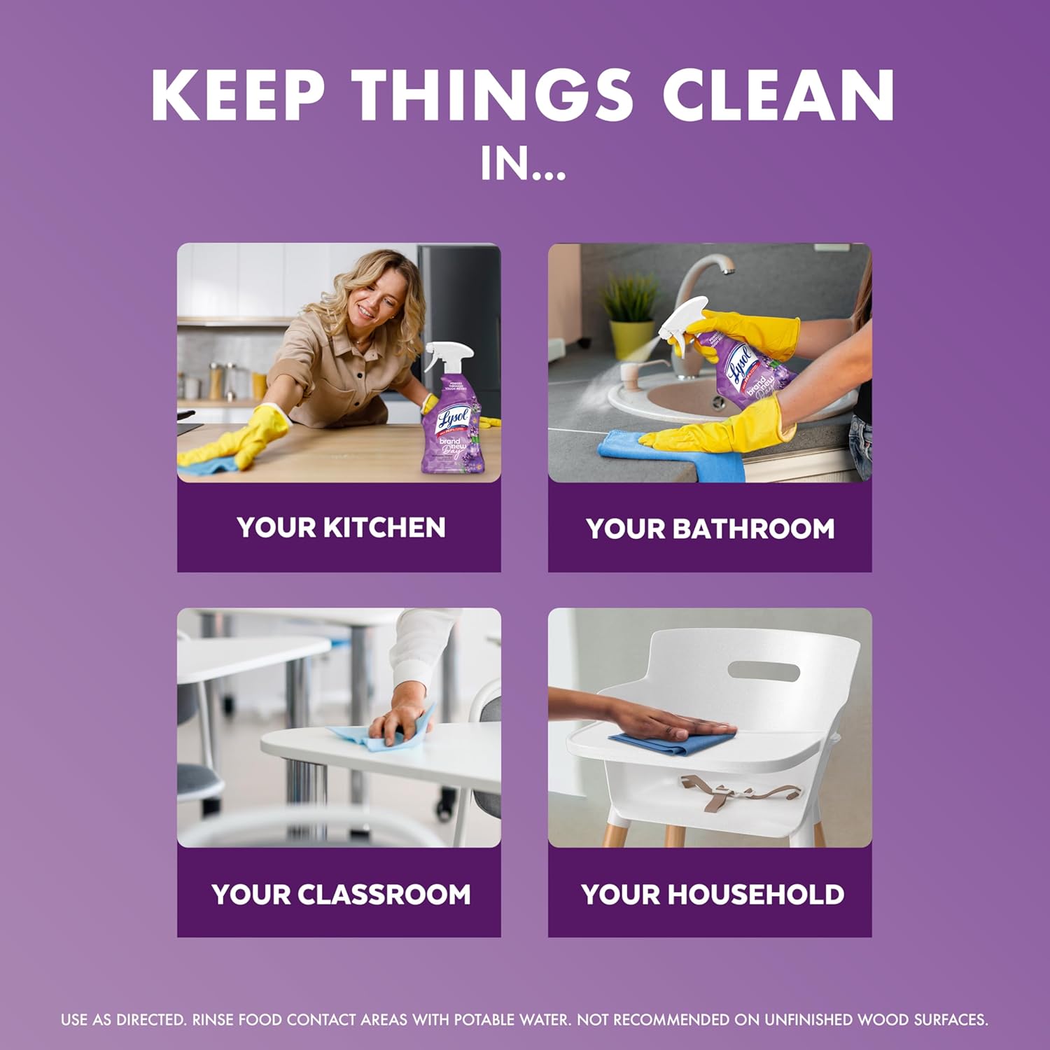 Lysol All Purpose Cleaner Spray, Multi-Purpose Disinfecting Spray, Kitchen & Bathroom Cleaner, Lavender & Cotton Blossom Scent, 32 Fl Oz