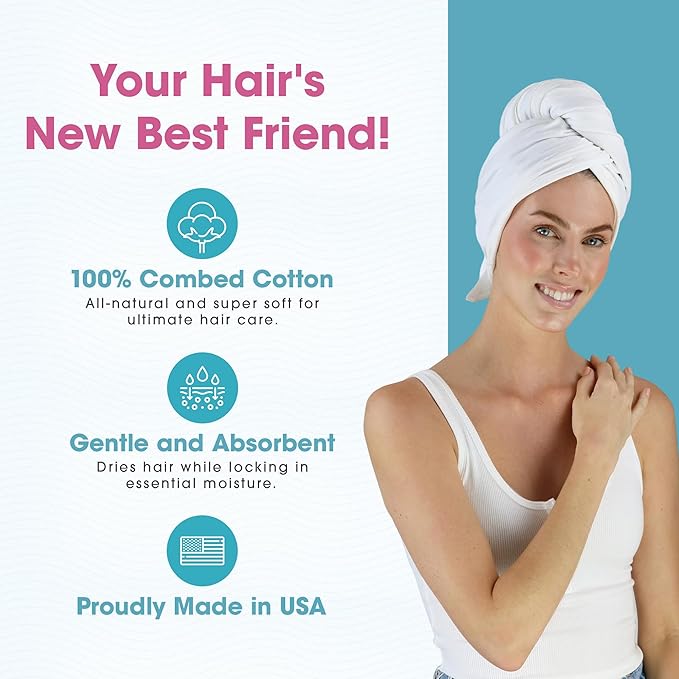 Hair RePear The Ultimate Hair Towel – Generous 29" x 45" Cotton Hair Towel - Image 2