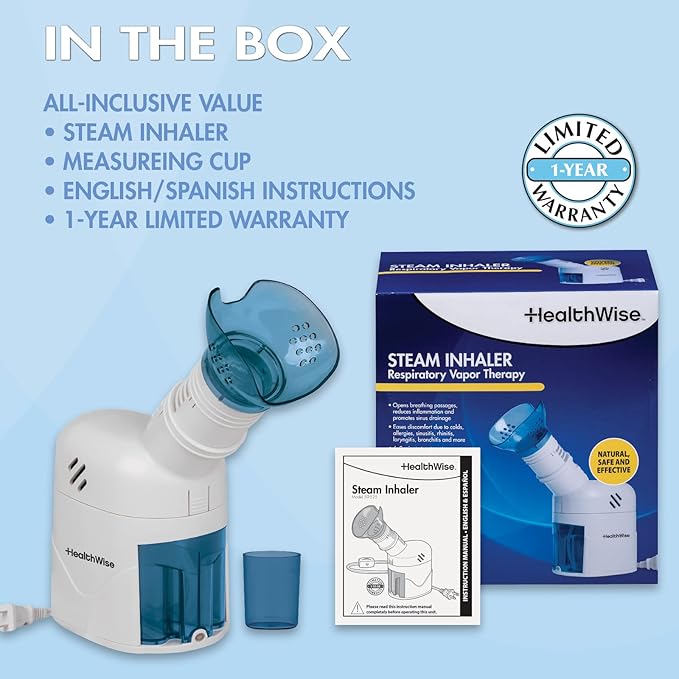 HealthWise Steam Inhaler Respiratory Vapor Therapy | Sinus Pressure, Congestion - Image 6