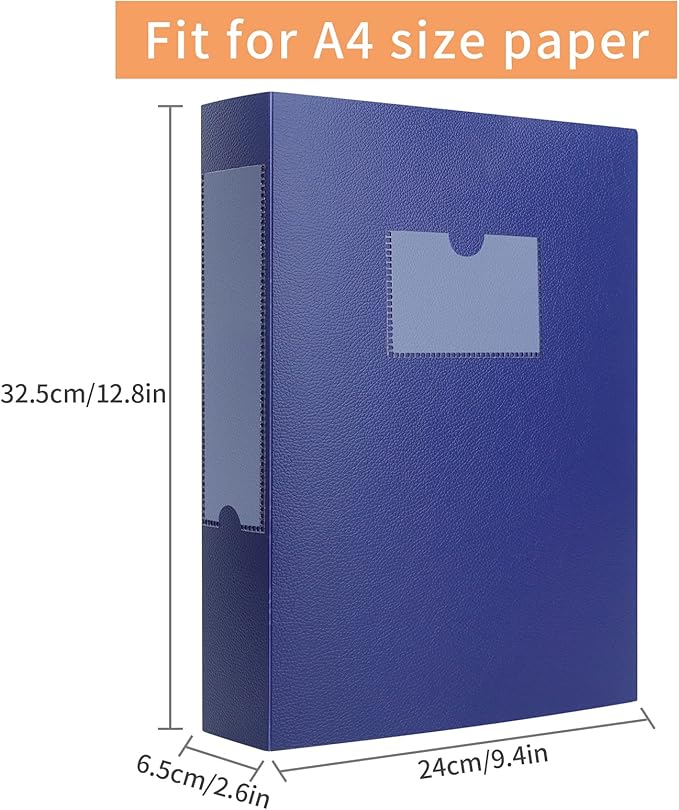 HUA JIE 2 Pack A4 Storage File Boxes Archives Case,65mm Spine,Box File Document Storage Box for Office School -Blue