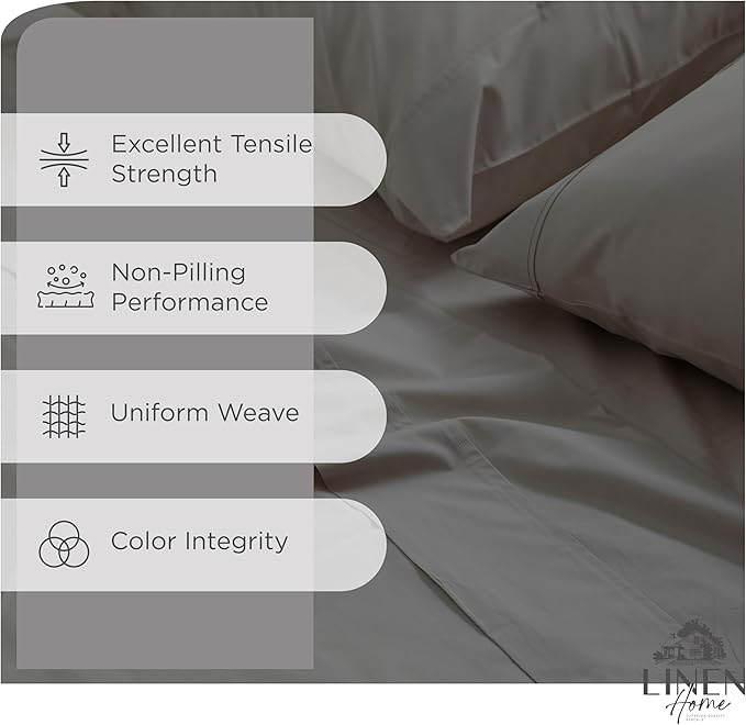 Linen Home 100% Cotton Percale Sheets California King Size, Deep Pocket - Image 2