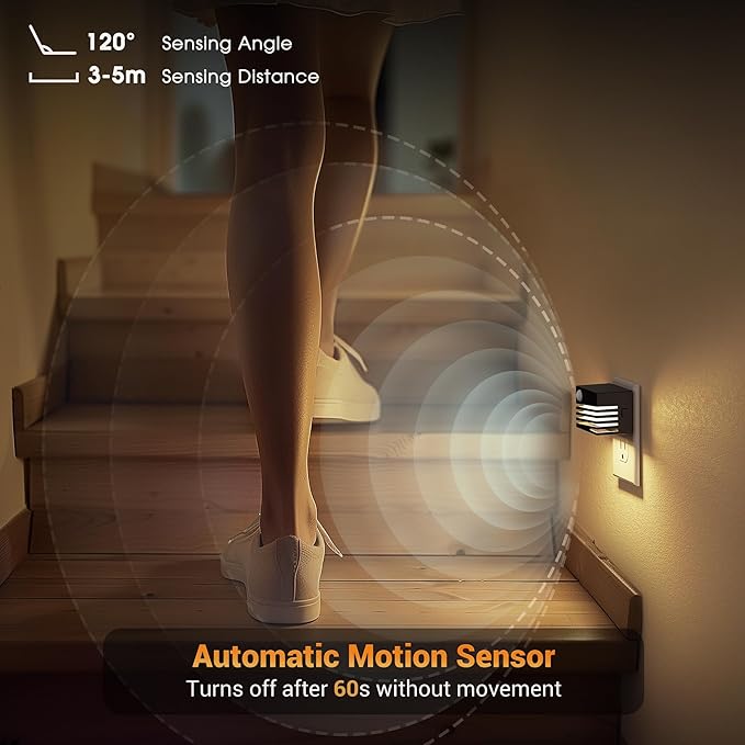 JandCase Motion Sensor Night Light, Night Lights Plug into Wall, Dusk to Dawn & - Image 2