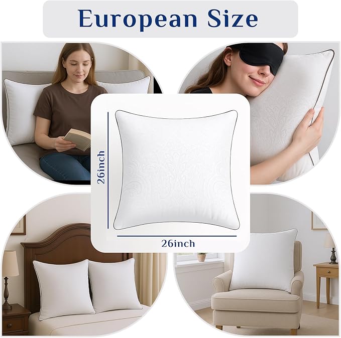 JOLLYVOGUE Euro Pillows for Sleeping, Soft and Supportive Throw Pillows for - Image 3