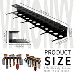 Wall Mount Brush Holder & Tool Hanger Rack for Garage, Detailing Organizer with Mounting Hardware - Holds 12 Brushes + Hooks for Towels & Tools