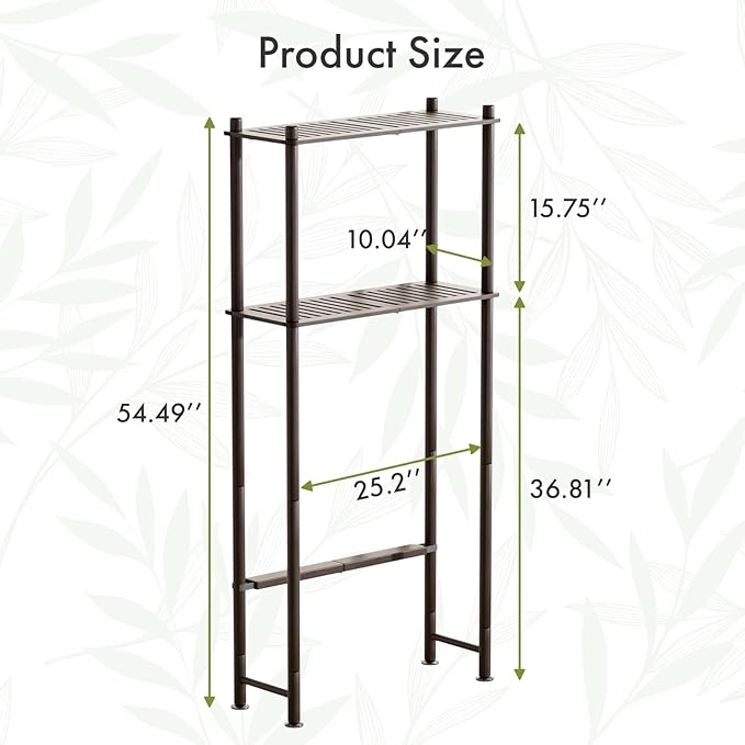 AmazerBath Bamboo Over The Toilet Storage Shelf, 2-Tier Over Toilet Bathroom - Image 2