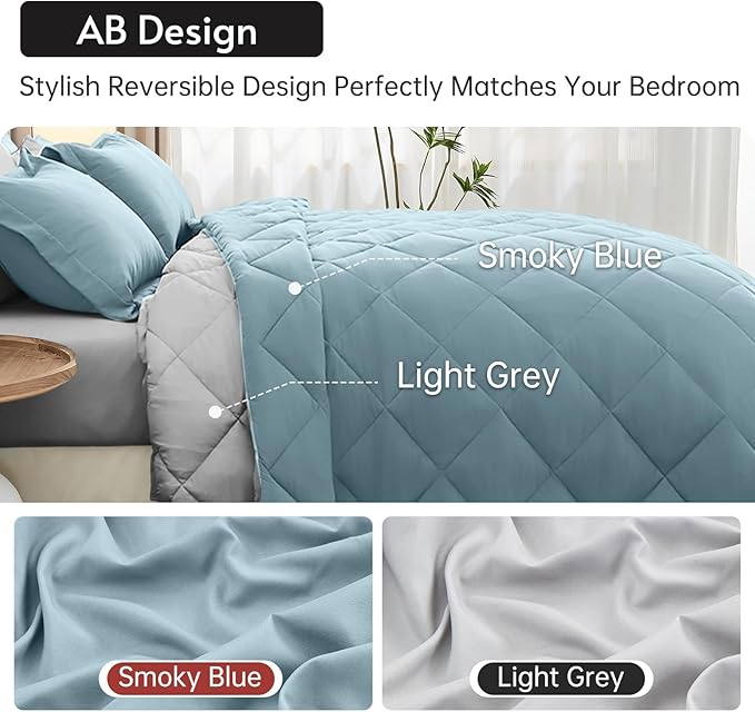 MUXHOMO 7 Pieces Full Comforter Set, Reversible Bed in a Bag Full Size - Image 3