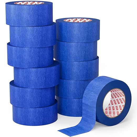 SWRT Blue Painters Tape 2 Inch Wide – 12 Rolls x 55 Yards (660 Total Yards), Clean Removal Masking Tape for Sharp Paint Lines on Walls, Trim & Baseboards, Easy Tear for DIY & Home Renovation Projects