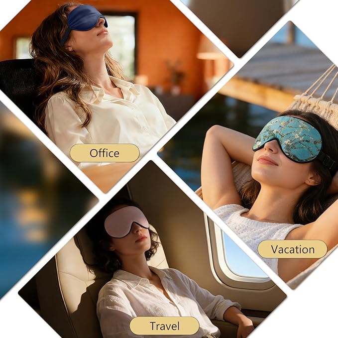 ZIMASILK 2 Pack 100% Natural Silk Sleep Mask, Adjustable Super-Smooth Soft Eye - Image 6