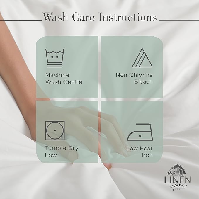 Linen Home 100% Cotton Percale Sheets Twin XL Size, Frosty Green, Deep Pocket - Image 5